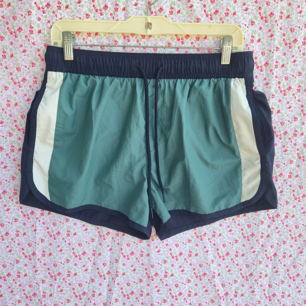 H&M Swim Trunks Men's M Green Mesh Lined Drawstring Quick Dry Shorts Beach